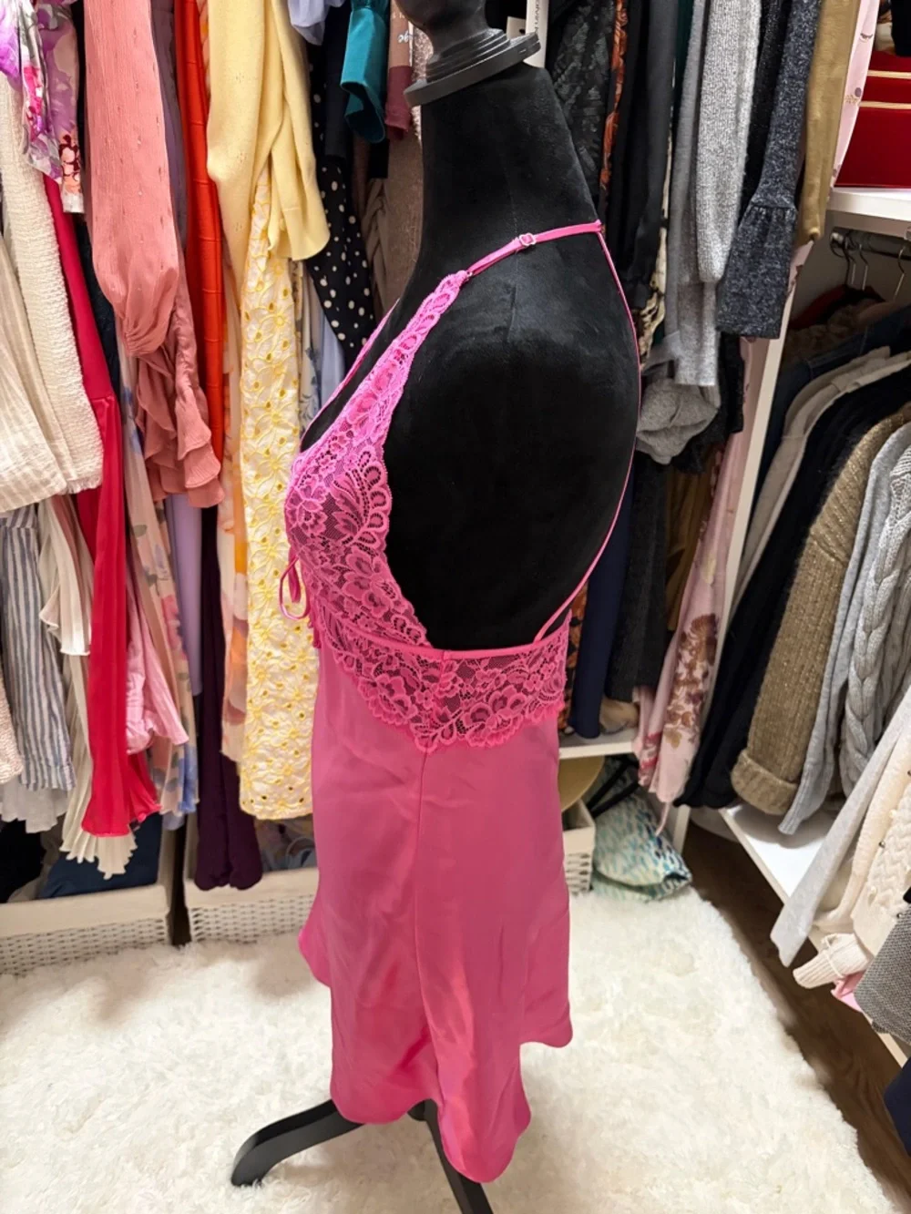 In Bloom by Jonquil Love Story Luxe Satin Halter Chemise Pink Slip & Robe - Picture 7 of 16